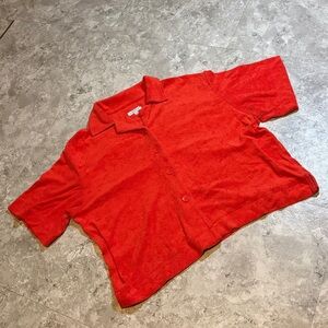 Gianni Bini Red Button Front Short Sleeve